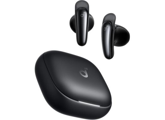 Anker Soundcore Liberty Buds, Semi-in-Ear Design, Removable Ear Fins, Real-Time Adaptive Noise Cancelling, Fast Charging, Wireless Bluetooth Earbuds, Translation Earbuds, 30H Playtime - Black